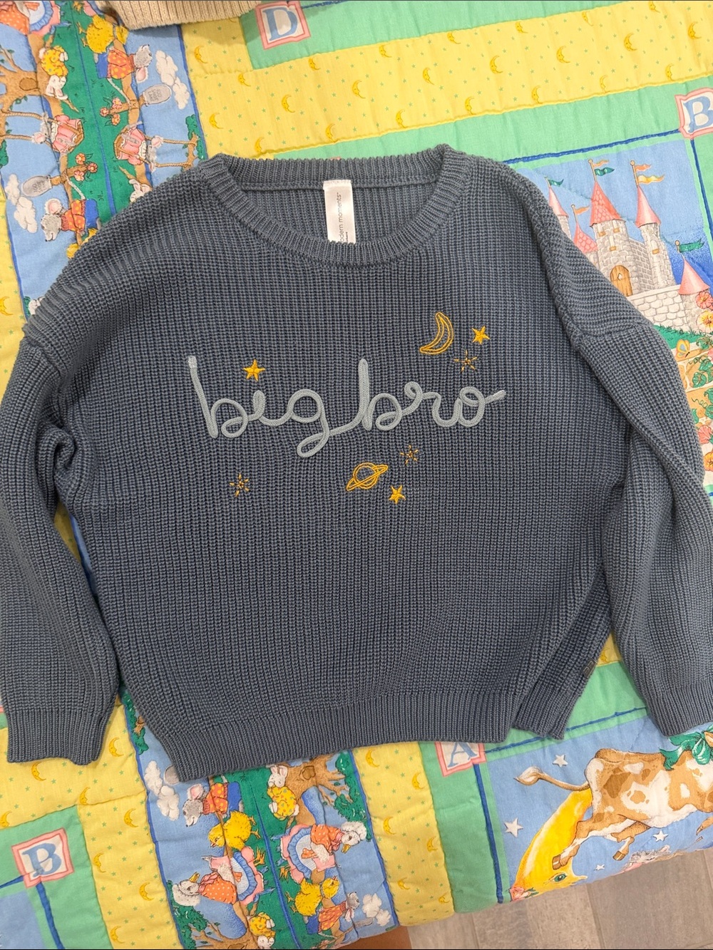 Gerber Slate Blue 'big bro' Embroidered Crewneck Sweater